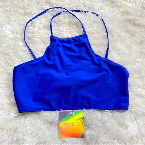 Missguided Cobalt Blue High Neck Bikini Top 6 - Picture 5 of 11